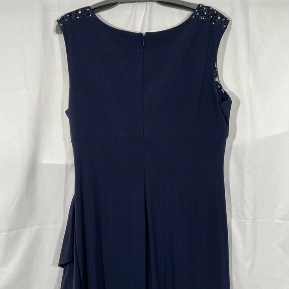 NEW‎ Alex Evenings [ 16 ] Embroidered Side Ruched Gown in Navy Blue - Picture 11 of 12